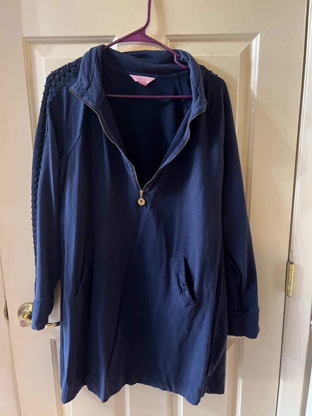 Lilly Pulitzer Navy Half-Zip Pullover Tunic with Pocket